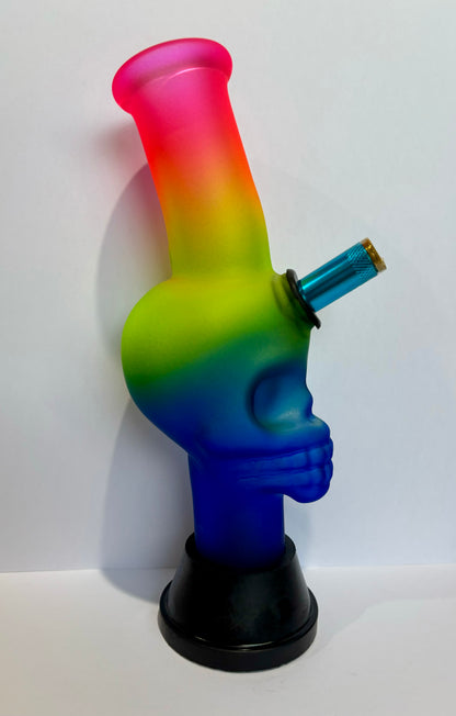 Rainbow Skull Glass Bong