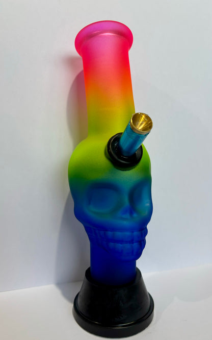 Rainbow Skull Glass Bong